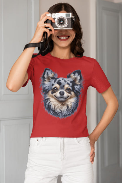 Chihuahua Blue Merle Pattern Long Coat Realistic Graphic Tee