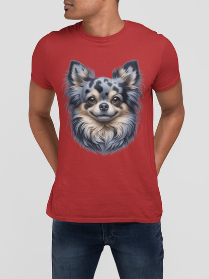 Chihuahua Blue Merle Pattern Long Coat Realistic Graphic Tee