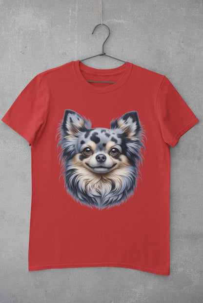 Chihuahua Blue Merle Pattern Long Coat Realistic Graphic Tee