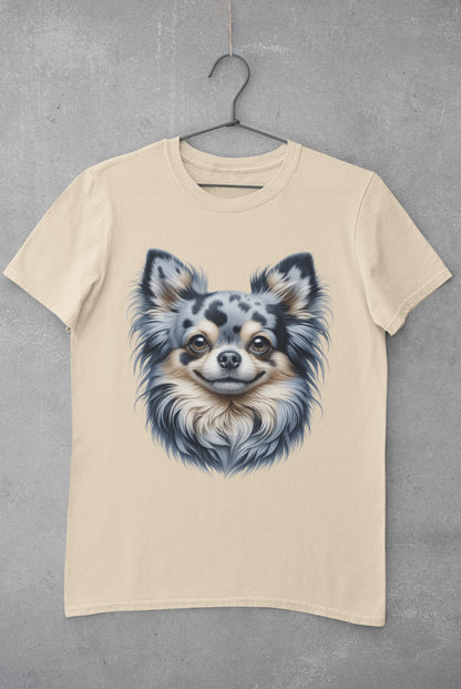 Chihuahua Blue Merle Pattern Long Coat Realistic Graphic Tee