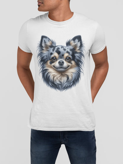Chihuahua Blue Merle Pattern Long Coat Realistic Graphic Tee