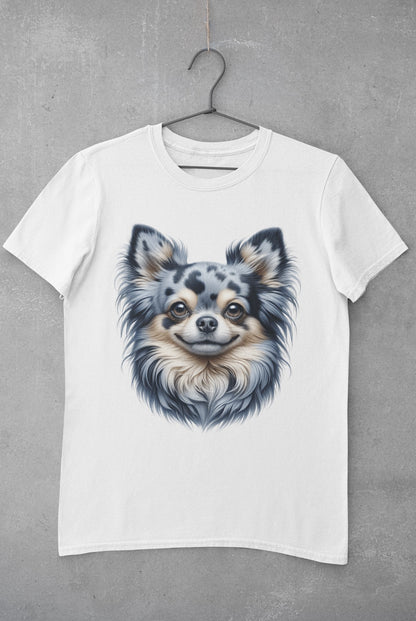 Chihuahua Blue Merle Pattern Long Coat Realistic Graphic Tee