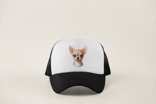 Chihuahua Fawn Smooth Coat Cartoon Portrait Trucker Caps