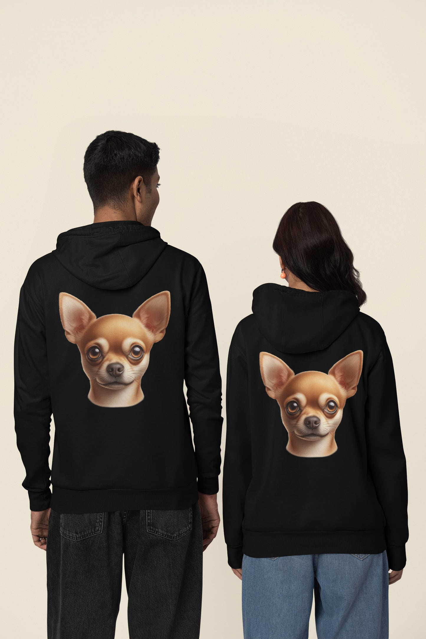 Chihuahua Fawn Smooth Coat Realistic Back Print Hoodie