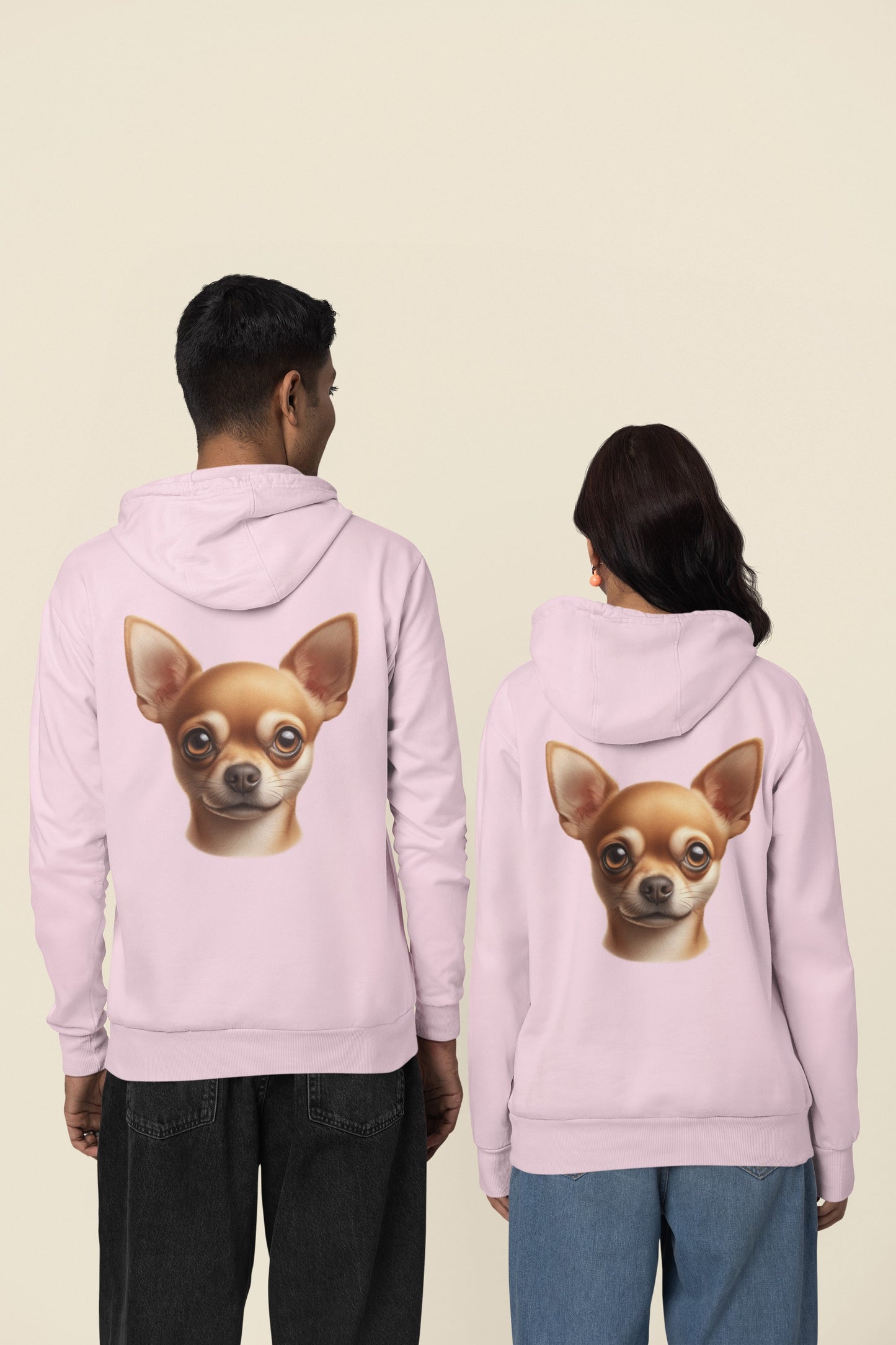 Chihuahua Fawn Smooth Coat Realistic Back Print Hoodie