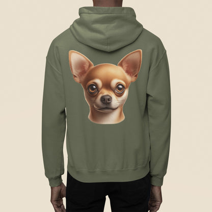 Chihuahua Fawn Smooth Coat Realistic Back Print Hoodie