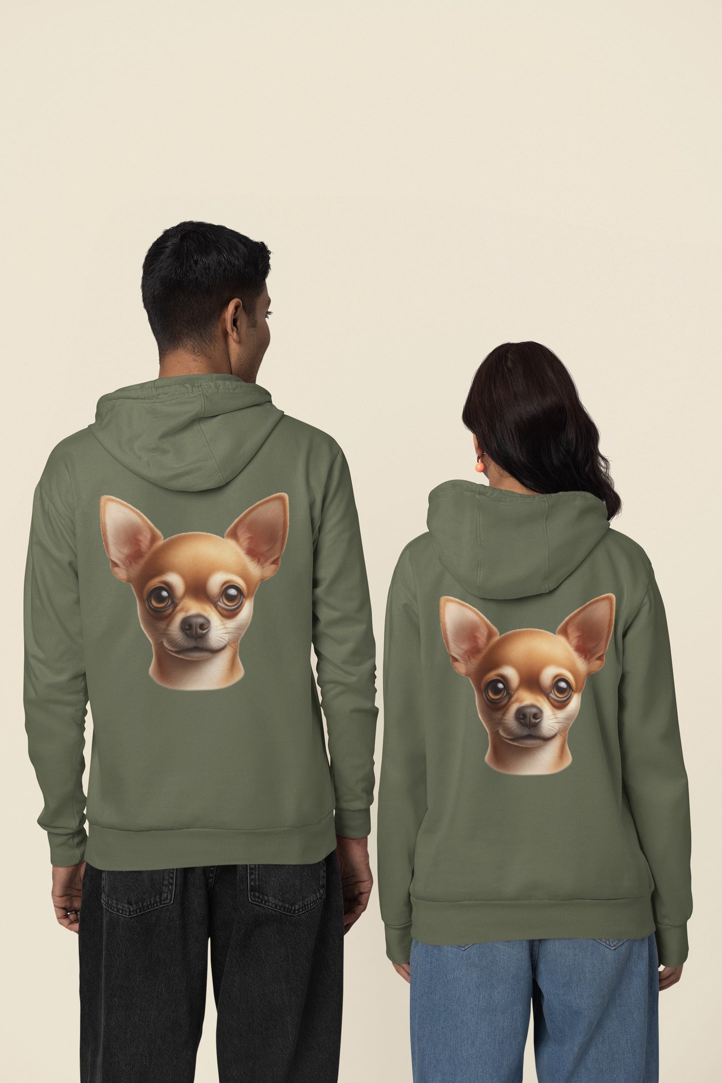 Chihuahua Fawn Smooth Coat Realistic Back Print Hoodie