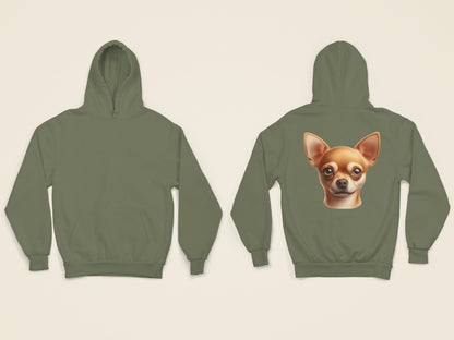 Chihuahua Fawn Smooth Coat Realistic Back Print Hoodie