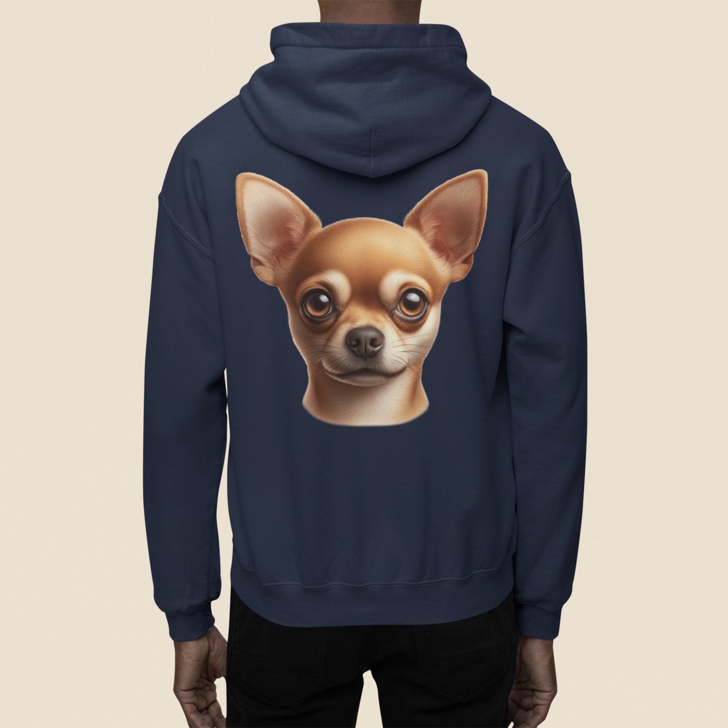 Chihuahua Fawn Smooth Coat Realistic Back Print Hoodie