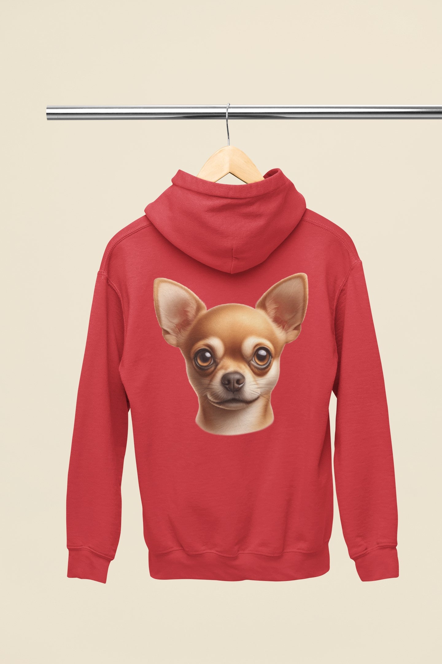 Chihuahua Fawn Smooth Coat Realistic Back Print Hoodie