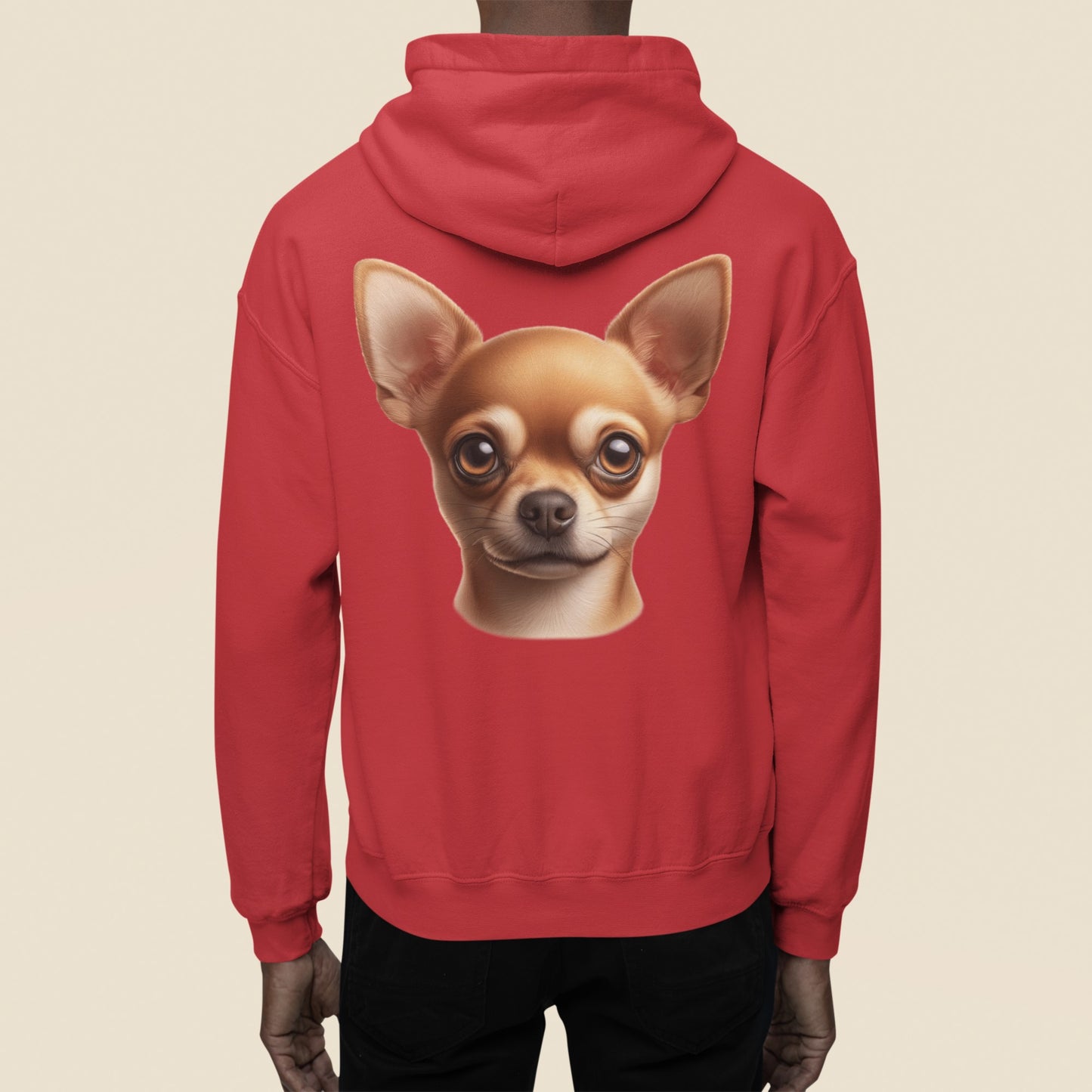 Chihuahua Fawn Smooth Coat Realistic Back Print Hoodie