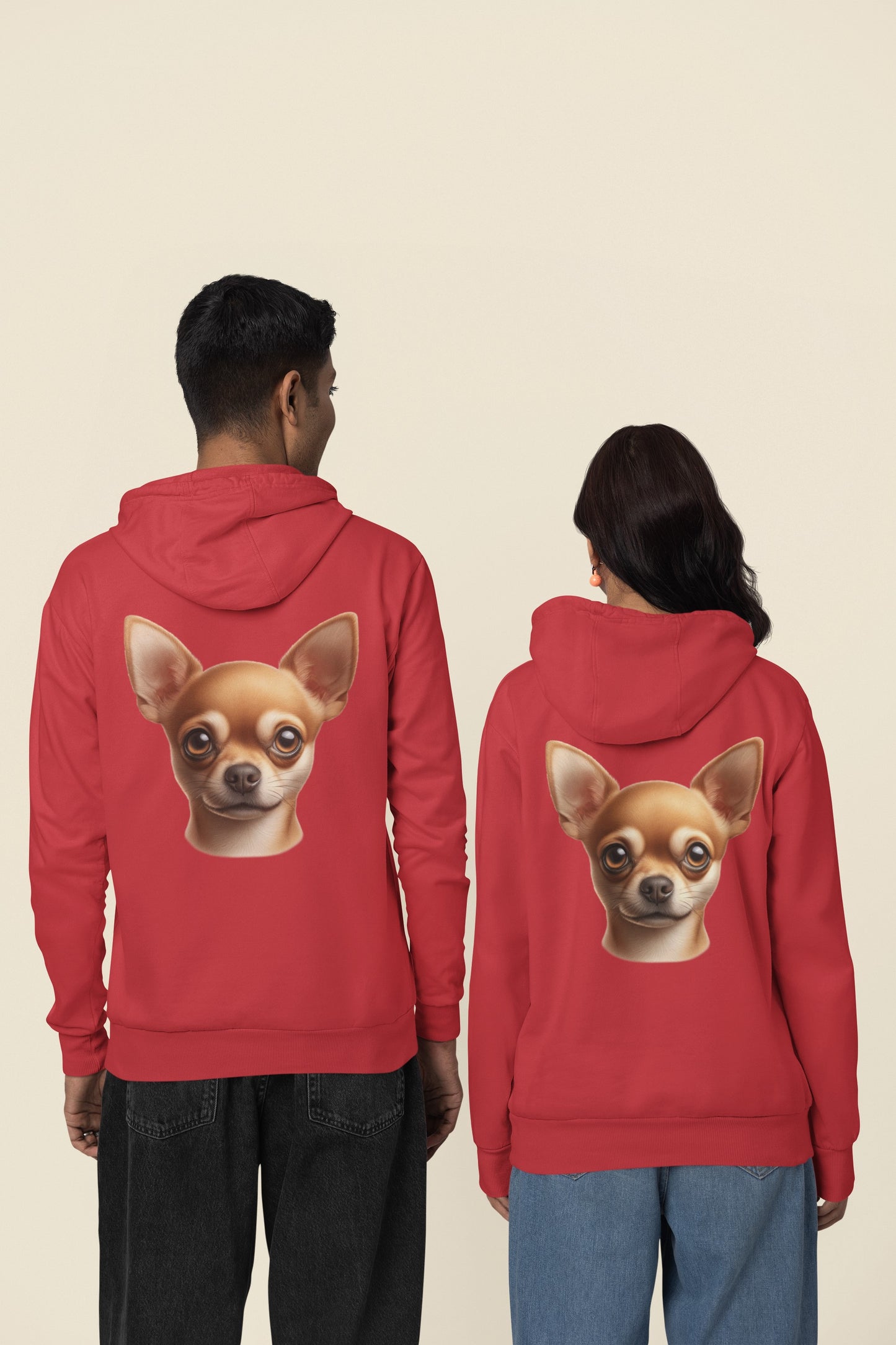 Chihuahua Fawn Smooth Coat Realistic Back Print Hoodie