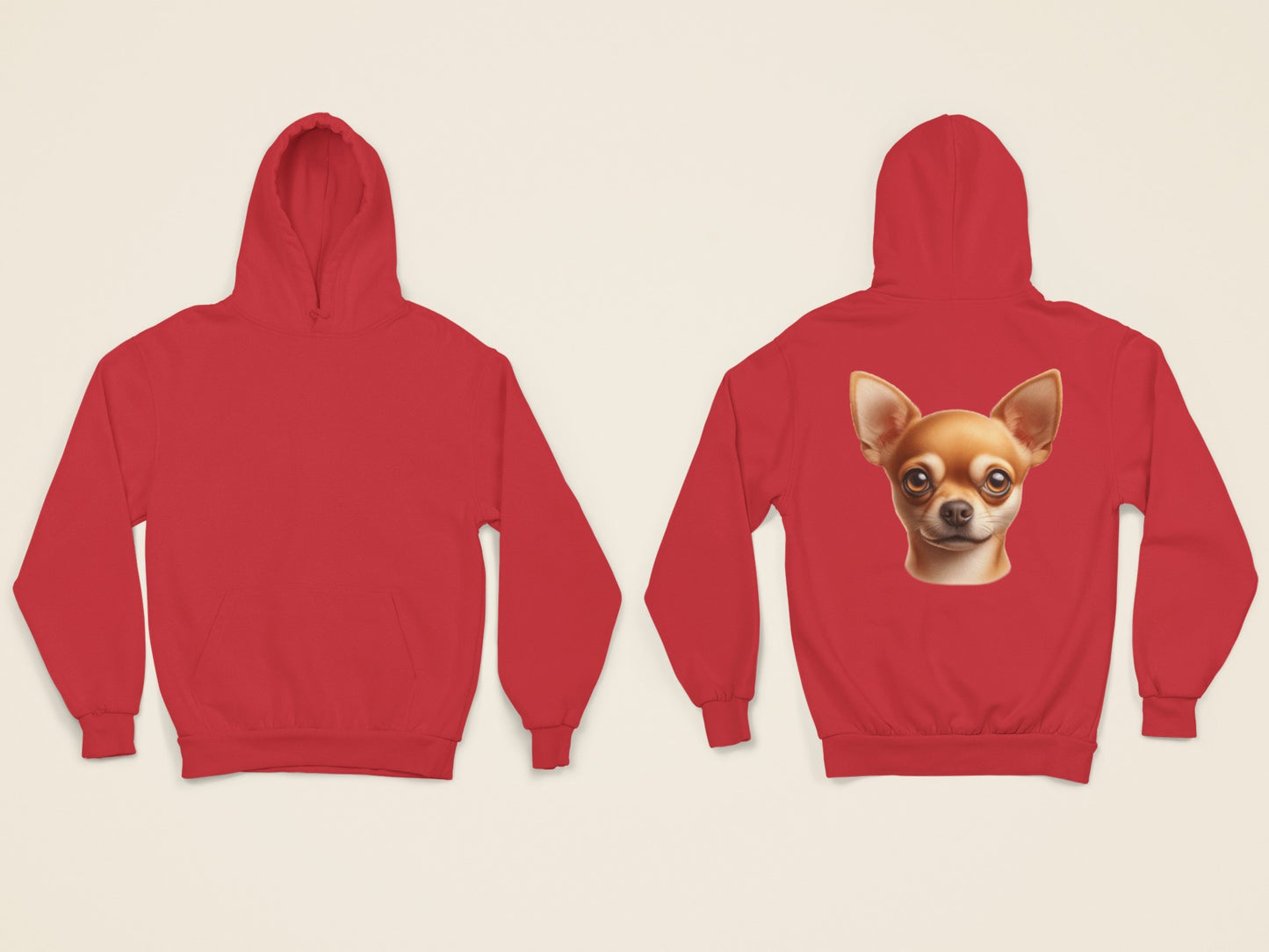 Chihuahua Fawn Smooth Coat Realistic Back Print Hoodie