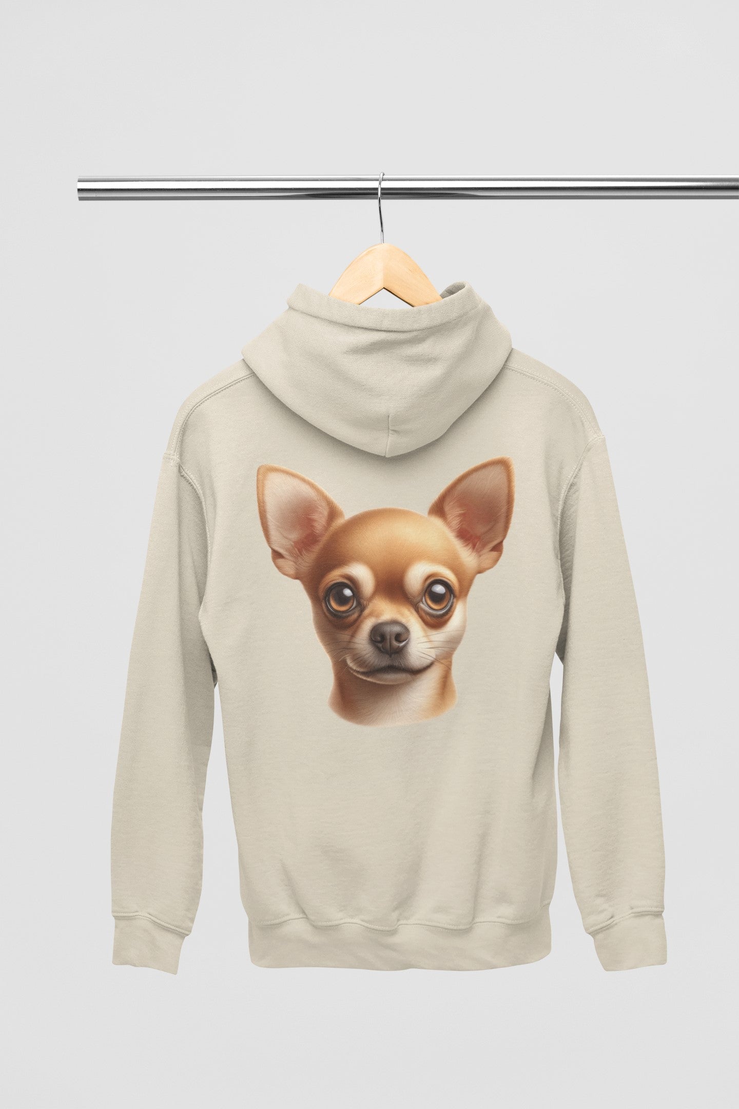 Chihuahua Fawn Smooth Coat Realistic Back Print Hoodie