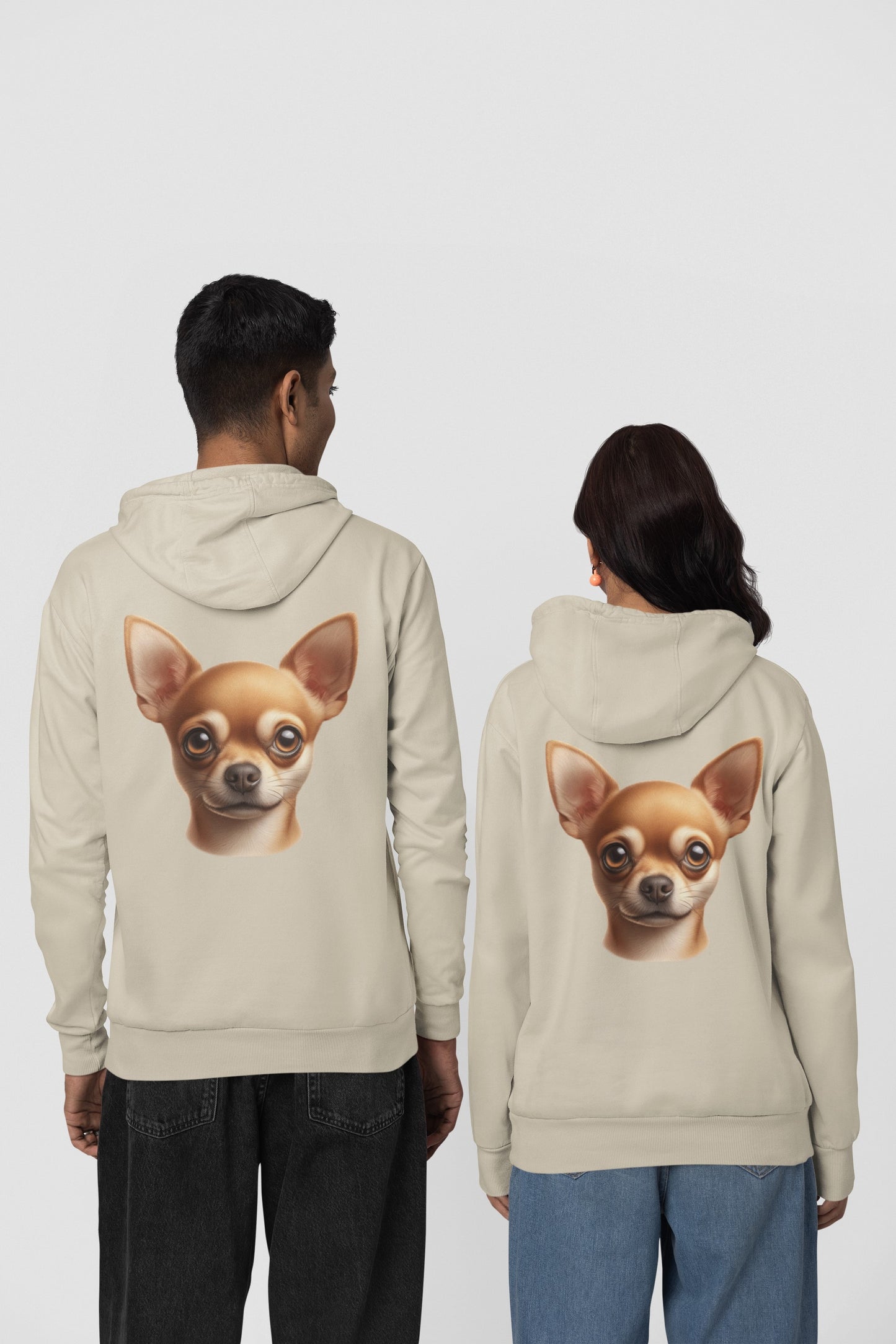 Chihuahua Fawn Smooth Coat Realistic Back Print Hoodie