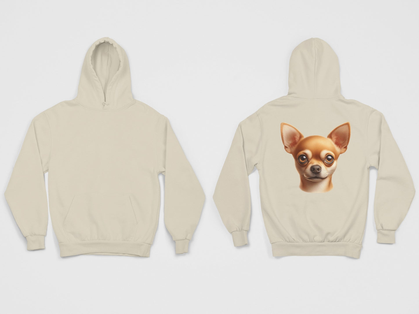 Chihuahua Fawn Smooth Coat Realistic Back Print Hoodie