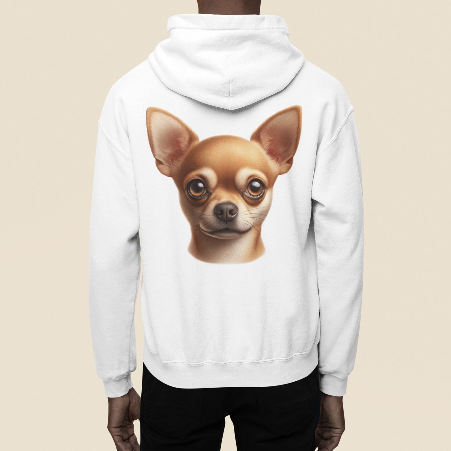 Chihuahua Fawn Smooth Coat Realistic Back Print Hoodie