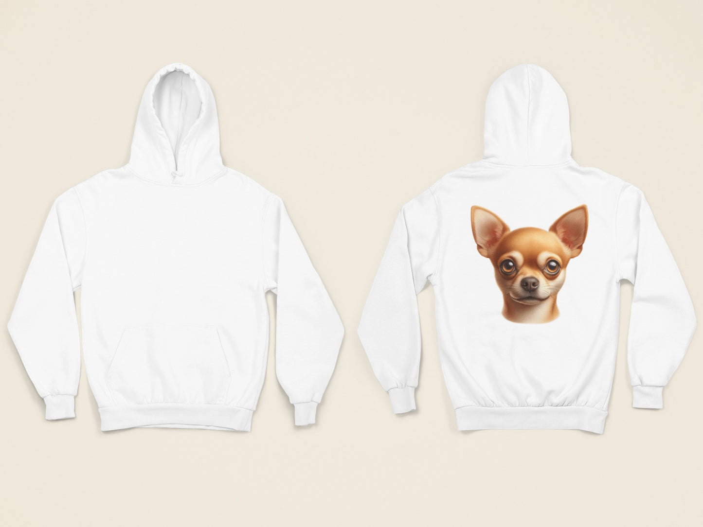 Chihuahua Fawn Smooth Coat Realistic Back Print Hoodie