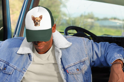 Chihuahua Fawn Smooth Coat Realistic Portrait Trucker Caps