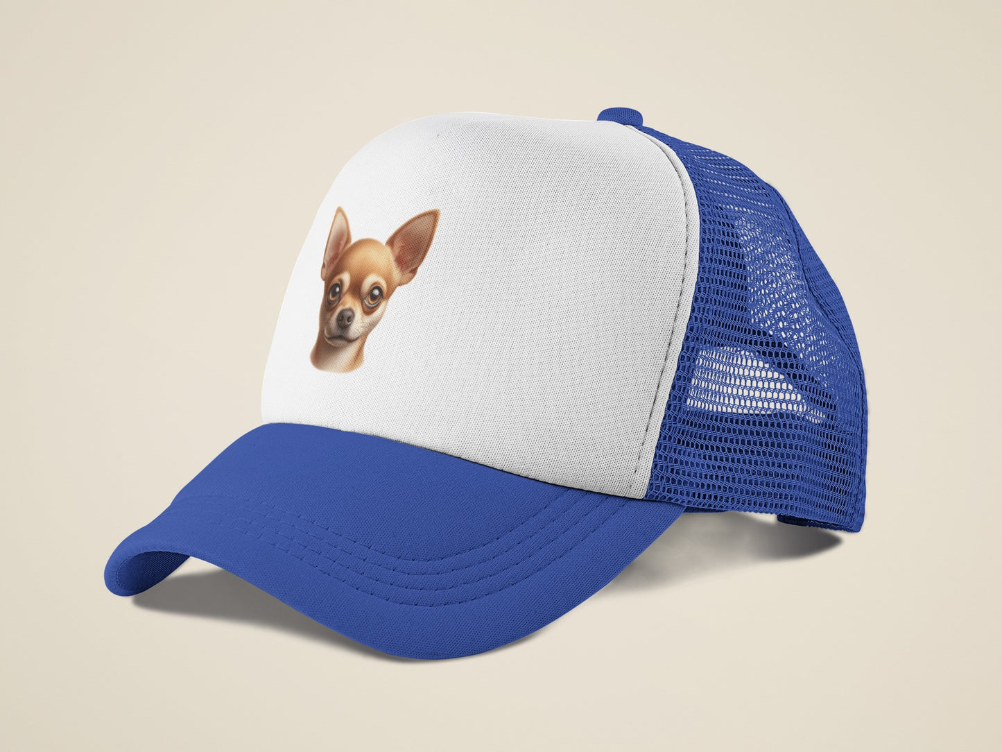 Chihuahua Fawn Smooth Coat Realistic Portrait Trucker Caps