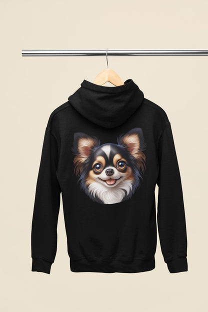 Chihuahua Tricolor Long Coat Cartoon Back Print Hoodie