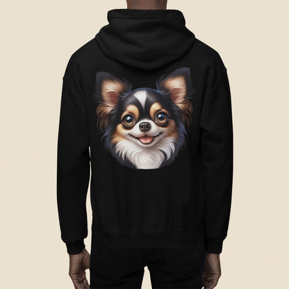 Chihuahua Tricolor Long Coat Cartoon Back Print Hoodie