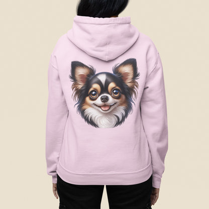 Chihuahua Tricolor Long Coat Cartoon Back Print Hoodie