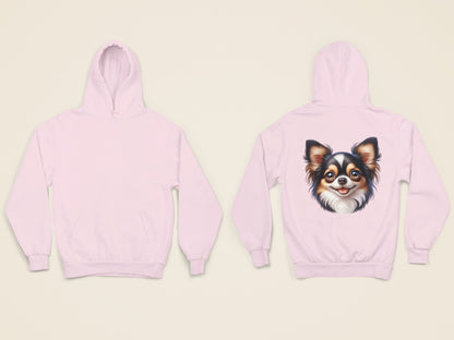 Chihuahua Tricolor Long Coat Cartoon Back Print Hoodie