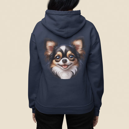 Chihuahua Tricolor Long Coat Cartoon Back Print Hoodie