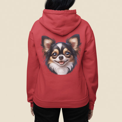 Chihuahua Tricolor Long Coat Cartoon Back Print Hoodie