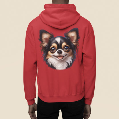 Chihuahua Tricolor Long Coat Cartoon Back Print Hoodie