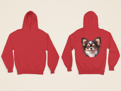 Chihuahua Tricolor Long Coat Cartoon Back Print Hoodie