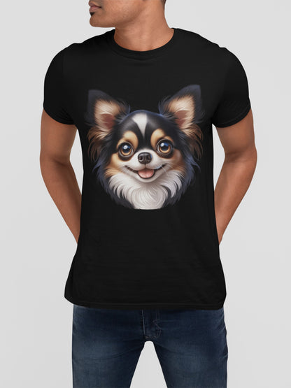 Chihuahua Tricolor Long Coat Cartoon Graphic Tee