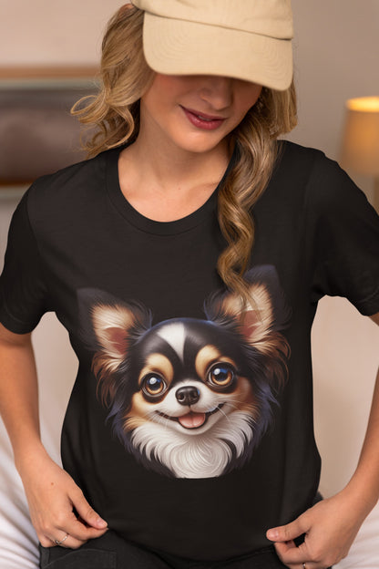 Chihuahua Tricolor Long Coat Cartoon Graphic Tee