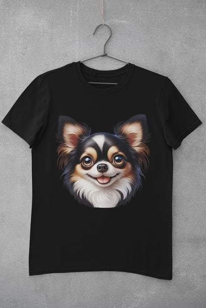 Chihuahua Tricolor Long Coat Cartoon Graphic Tee