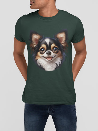 Chihuahua Tricolor Long Coat Cartoon Graphic Tee