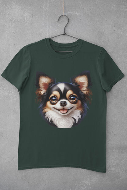 Chihuahua Tricolor Long Coat Cartoon Graphic Tee