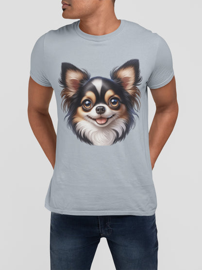 Chihuahua Tricolor Long Coat Cartoon Graphic Tee