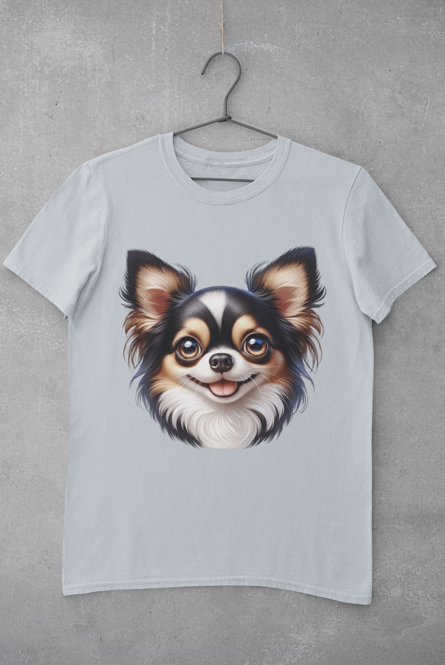 Chihuahua Tricolor Long Coat Cartoon Graphic Tee