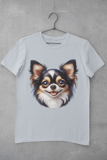Chihuahua Tricolor Long Coat Cartoon Graphic Tee