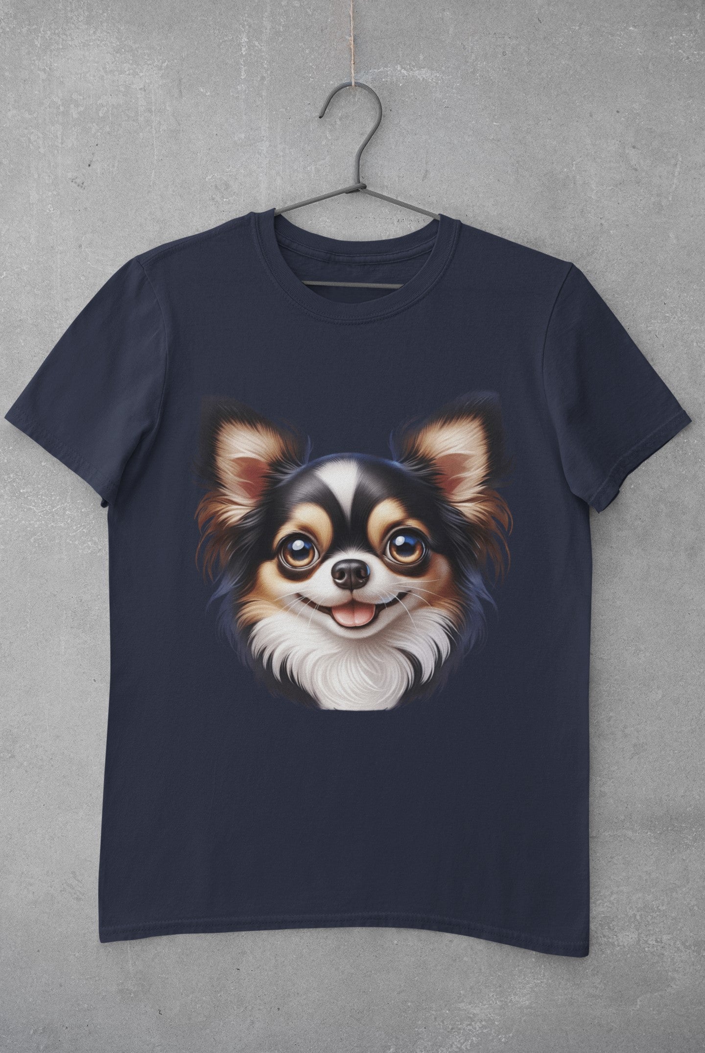 Chihuahua Tricolor Long Coat Cartoon Graphic Tee