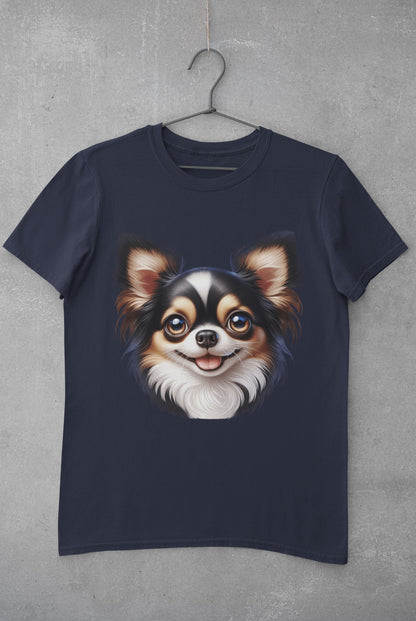 Chihuahua Tricolor Long Coat Cartoon Graphic Tee