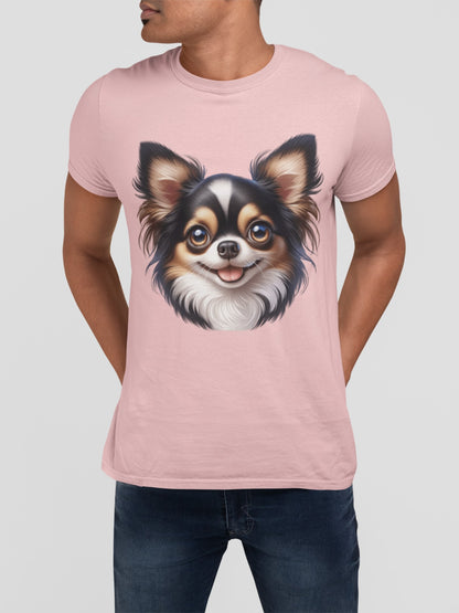Chihuahua Tricolor Long Coat Cartoon Graphic Tee