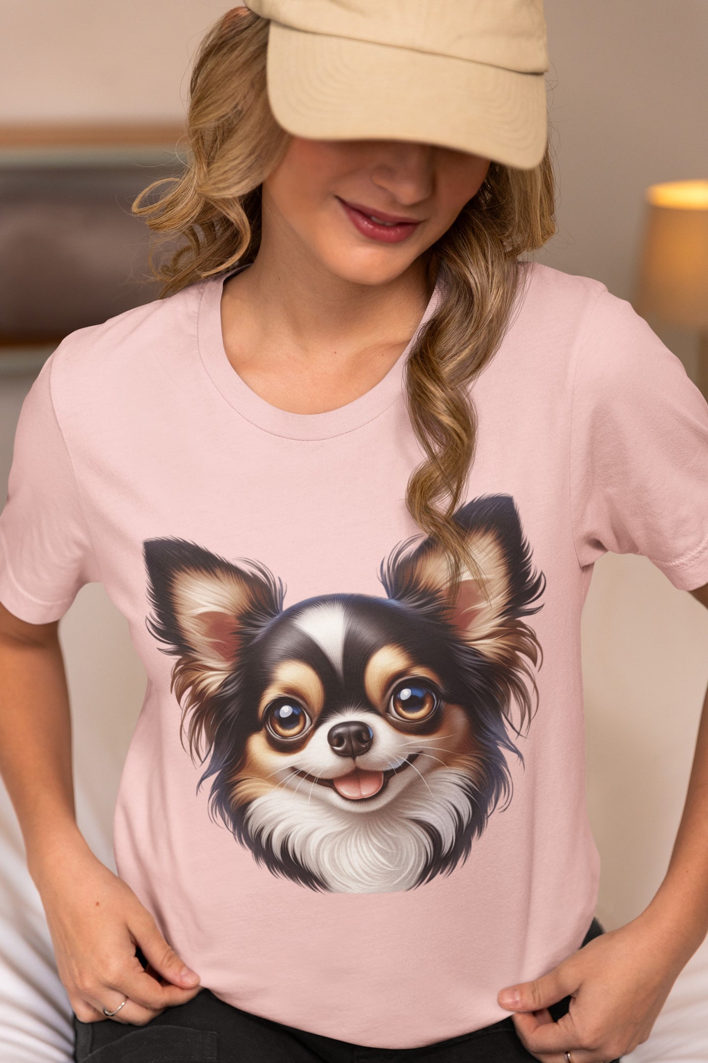 Chihuahua Tricolor Long Coat Cartoon Graphic Tee