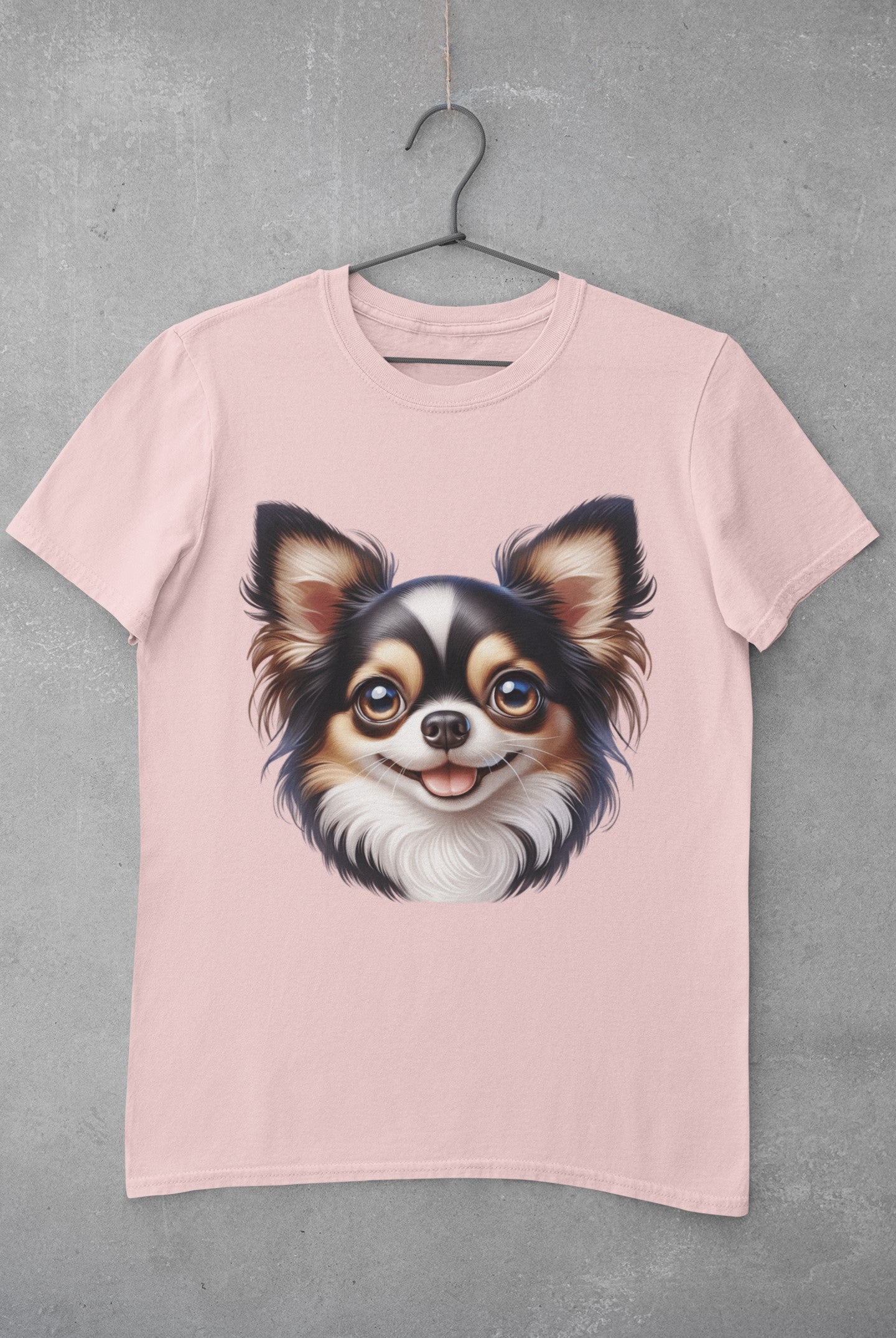 Chihuahua Tricolor Long Coat Cartoon Graphic Tee