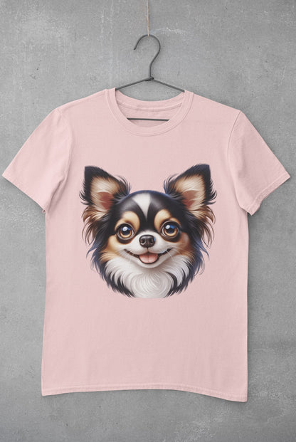 Chihuahua Tricolor Long Coat Cartoon Graphic Tee