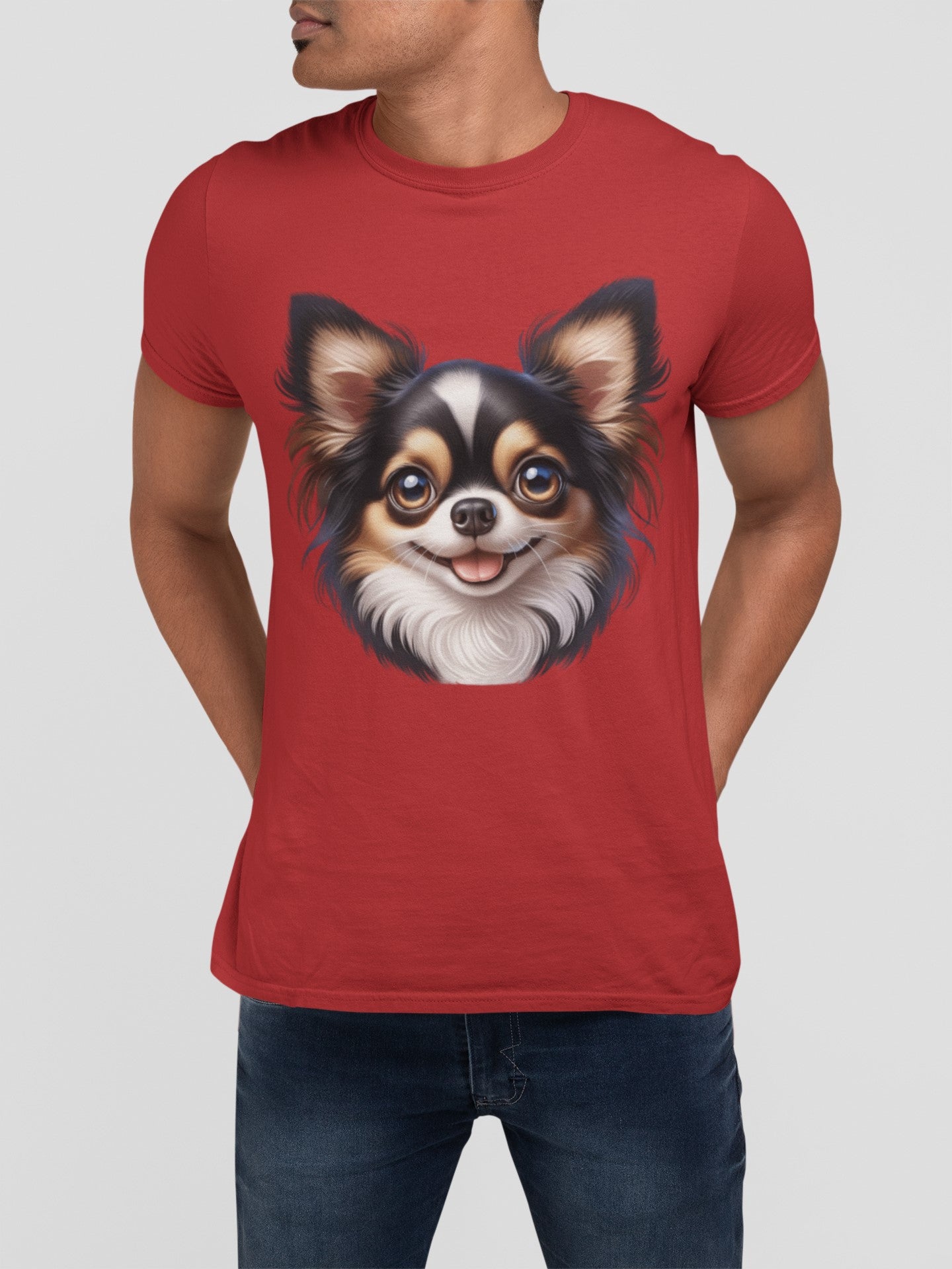 Chihuahua Tricolor Long Coat Cartoon Graphic Tee