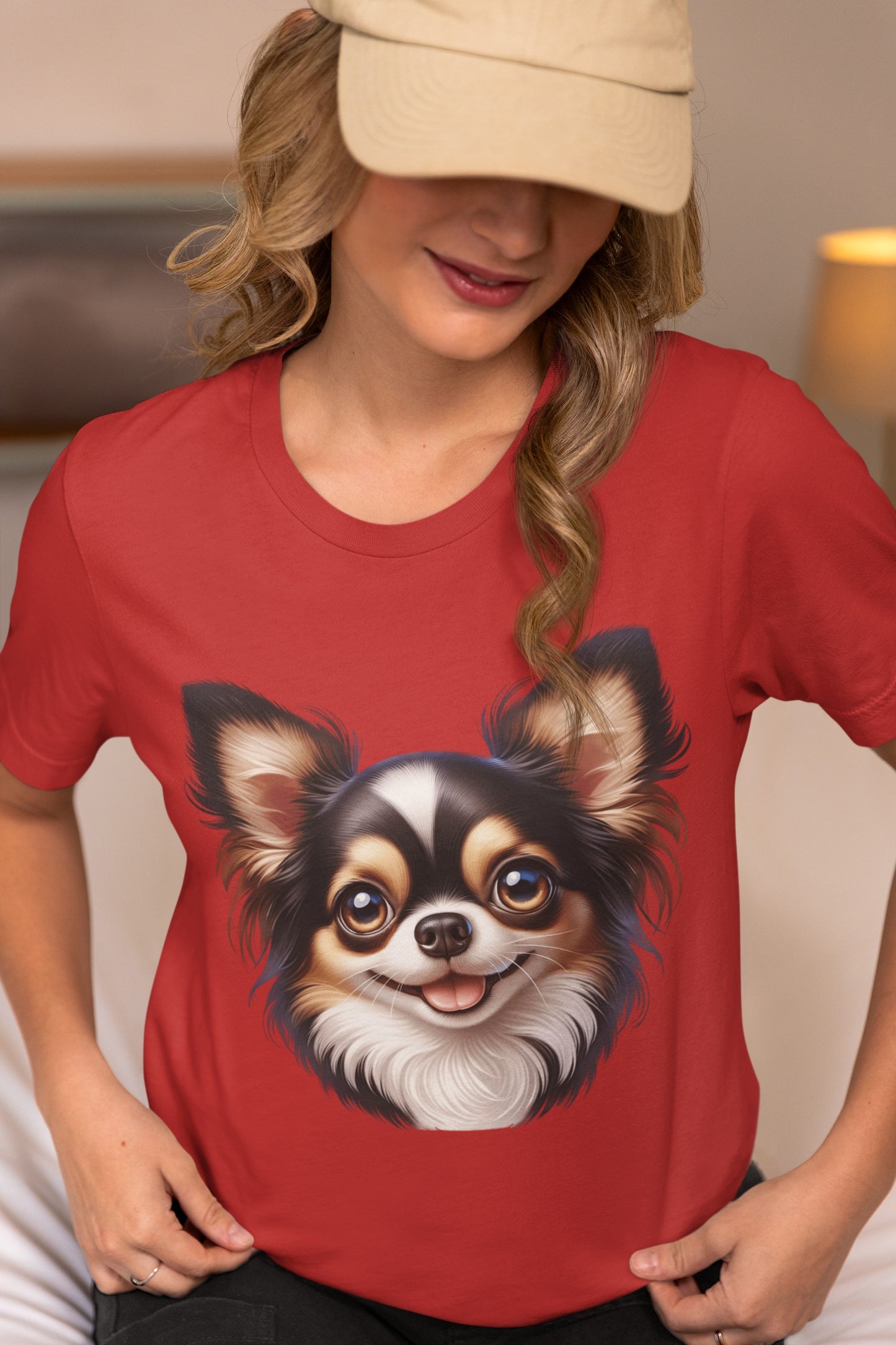 Chihuahua Tricolor Long Coat Cartoon Graphic Tee