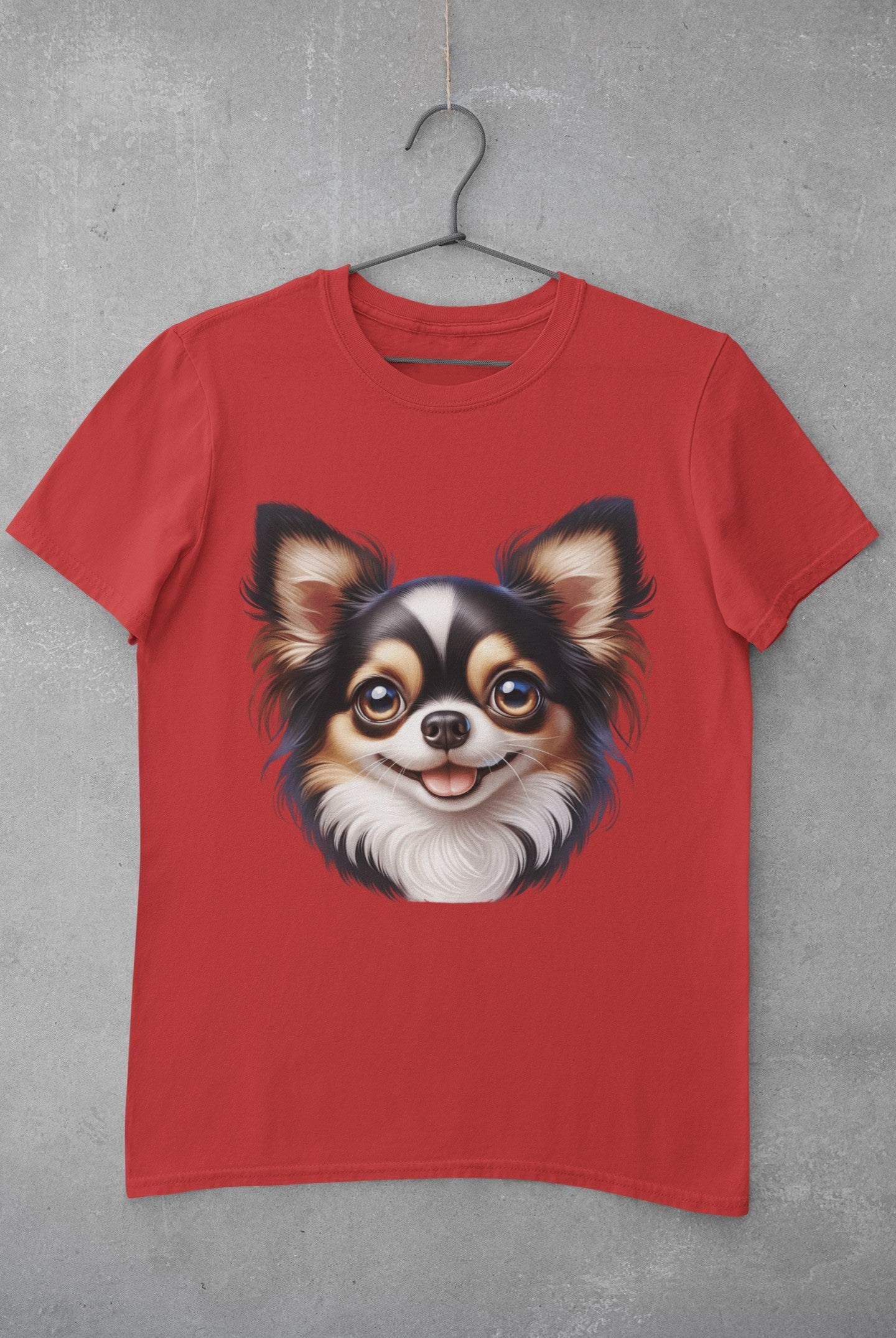 Chihuahua Tricolor Long Coat Cartoon Graphic Tee