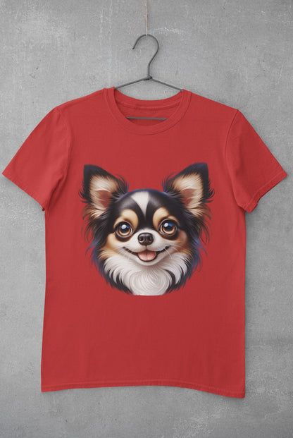 Chihuahua Tricolor Long Coat Cartoon Graphic Tee
